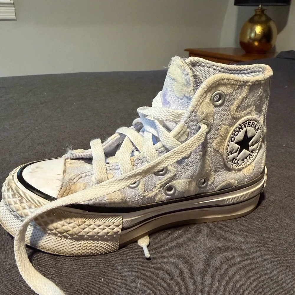 Converse Kids' High-Top Sneakers in Light Purple Butterfly Print
